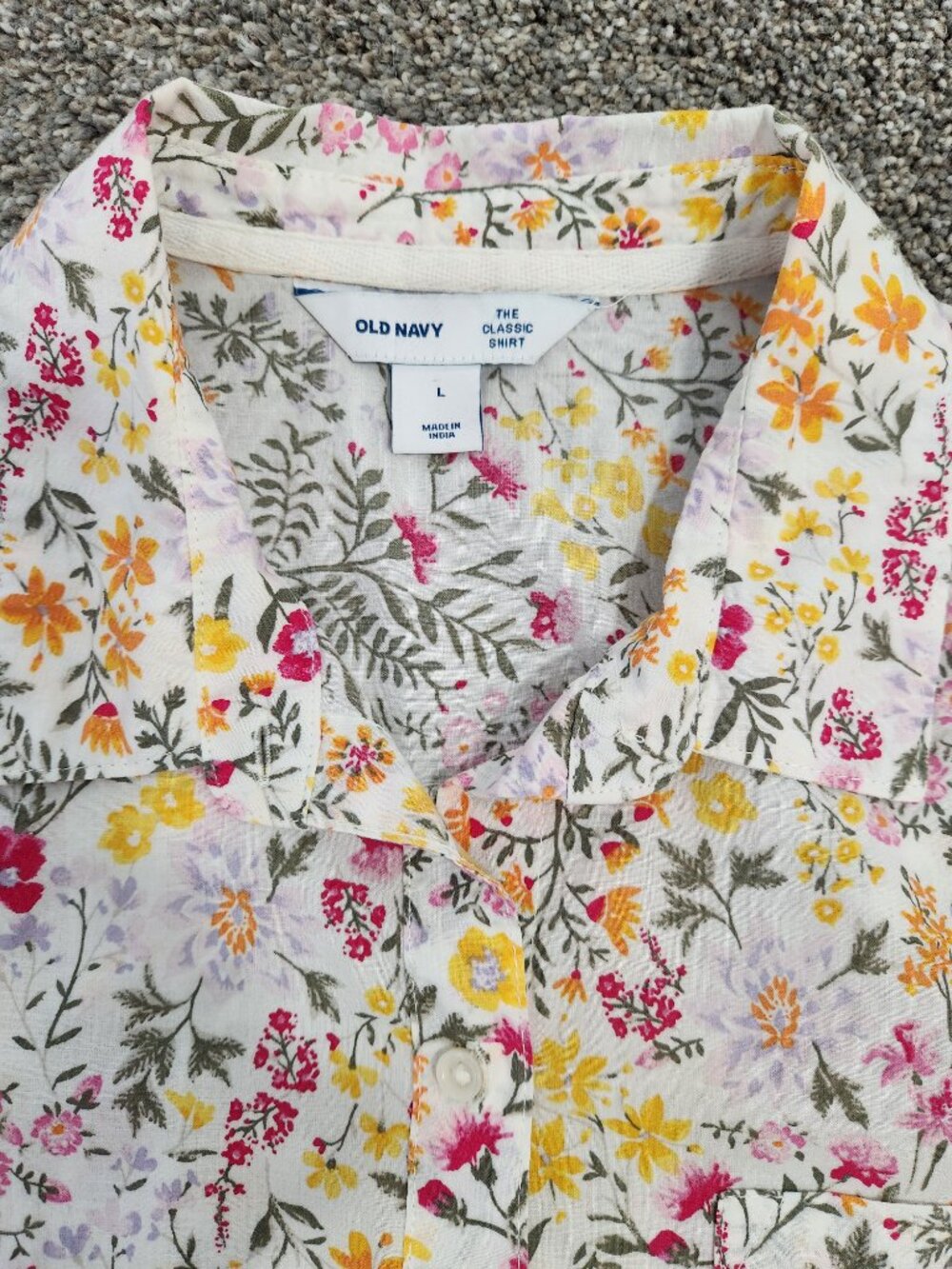 Women's Old Navy Floral Button Up Size Large - Picture 2 of 5